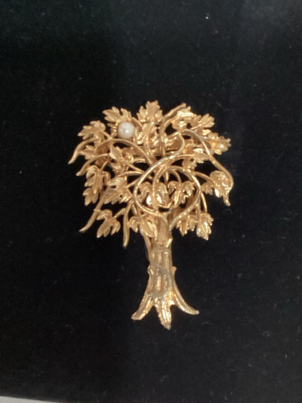Gold Tree of Life Brooch with Pearl Accent - Women Jewelry Brooches